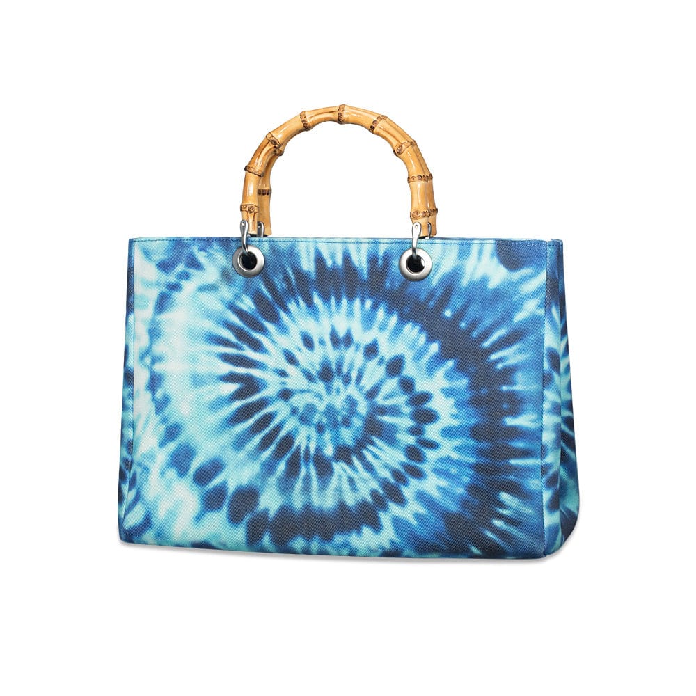 Blue Tie-Dye Bag with bamboo handle - APM Monaco