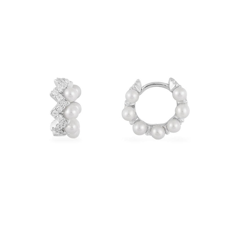 Small Up and Down Hoop Earrings with Pearls