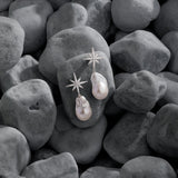 Aretes de botón Météorites con perlas - plata