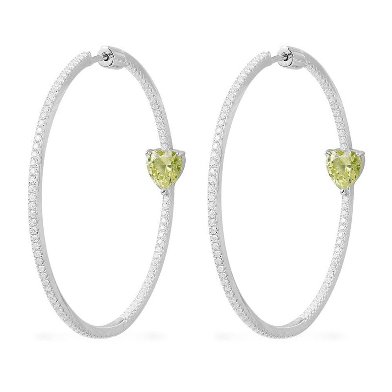 Hoop Earrings with Green heart