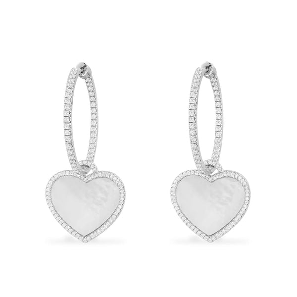 Hoop Earrings with White Nacre Heart