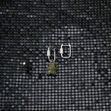 Baby Lucky Yummy Bear (Clippable) Asymmetric Hoop Earrings – Silver