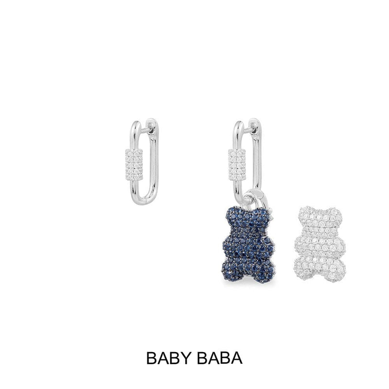 Baby Baba Yummy Bear (Clippable) Asymmetric Hoop Earrings
