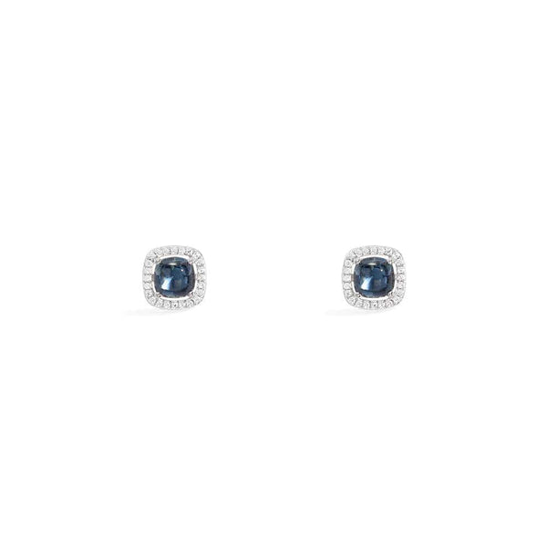 APM Monaco Blue Square Stud Earrings in Silver