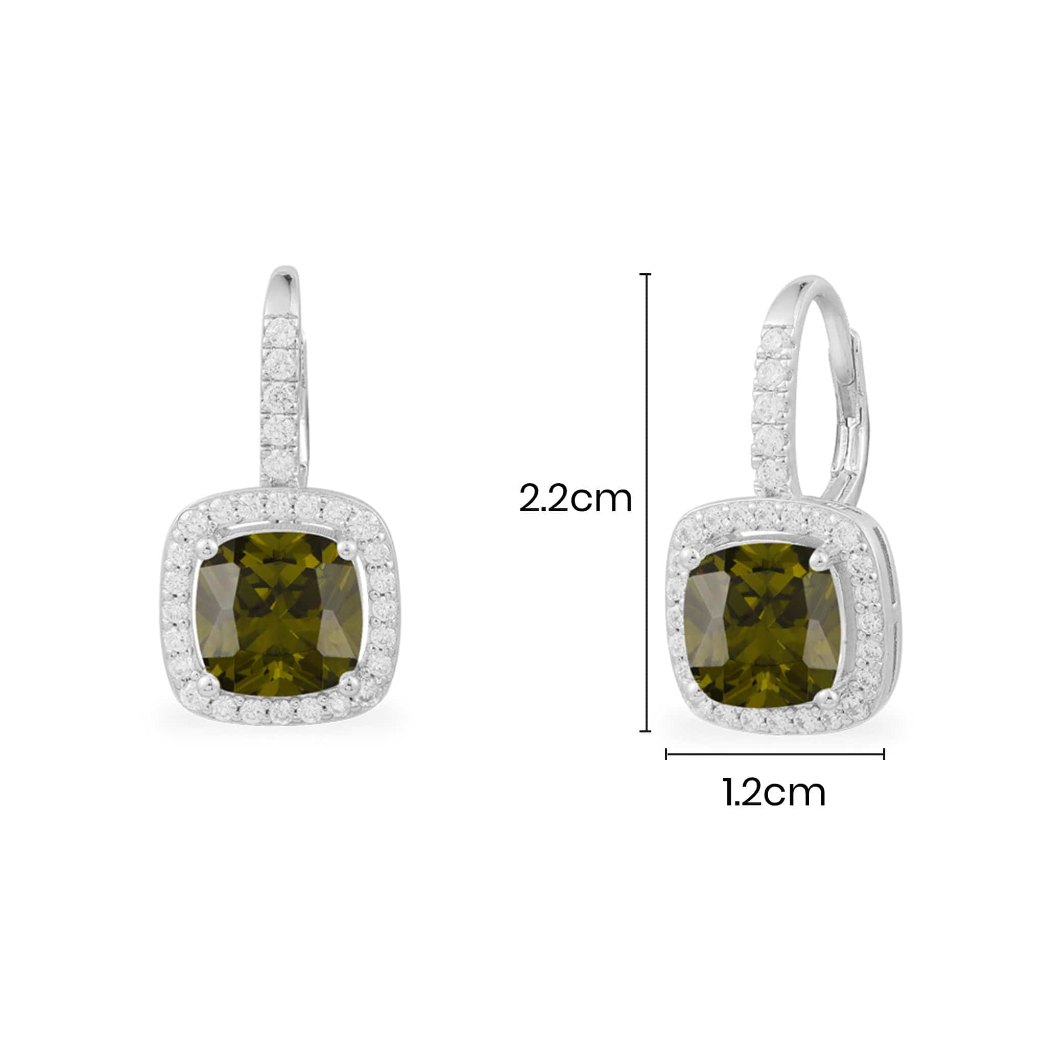 Hoop Earrings with Khaki Square Stones - APM Monaco