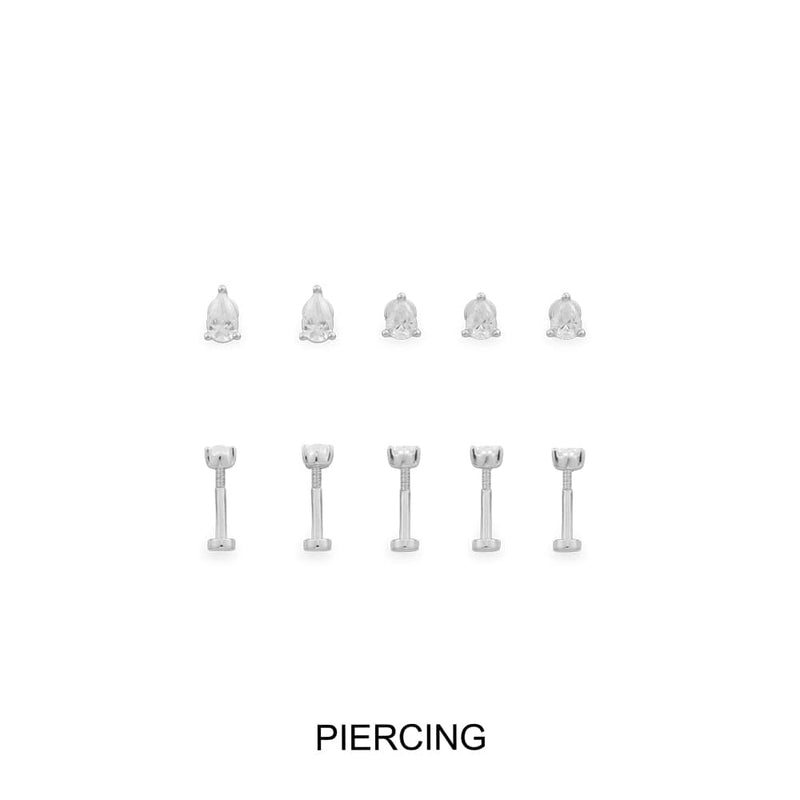 Pear Piercing Earrings Set