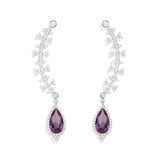 Symmetric Earrings with Purple Drop