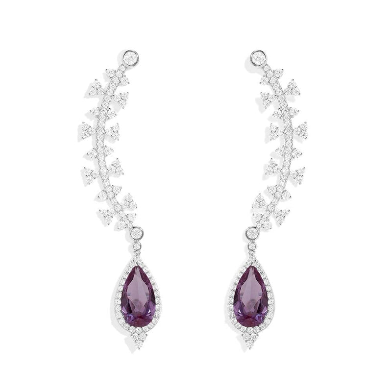 Symmetric Earrings with Purple Drop