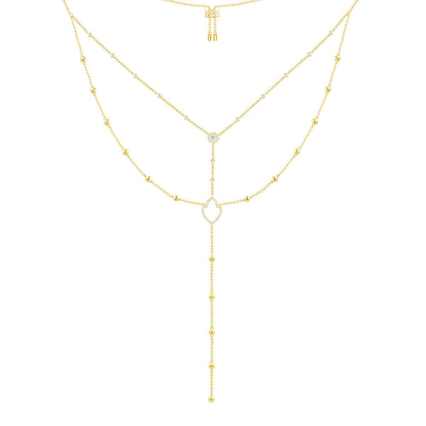 Statement Double Chaine Y-Drop Adjustable Necklace