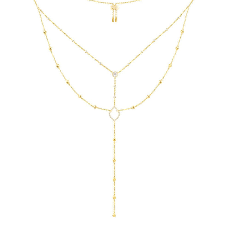 Statement Double Chaine Y-Drop Adjustable Necklace