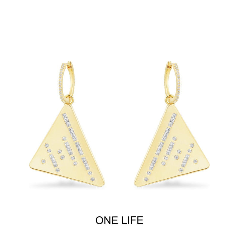 三角形ONE LIFE摩斯密码耳环